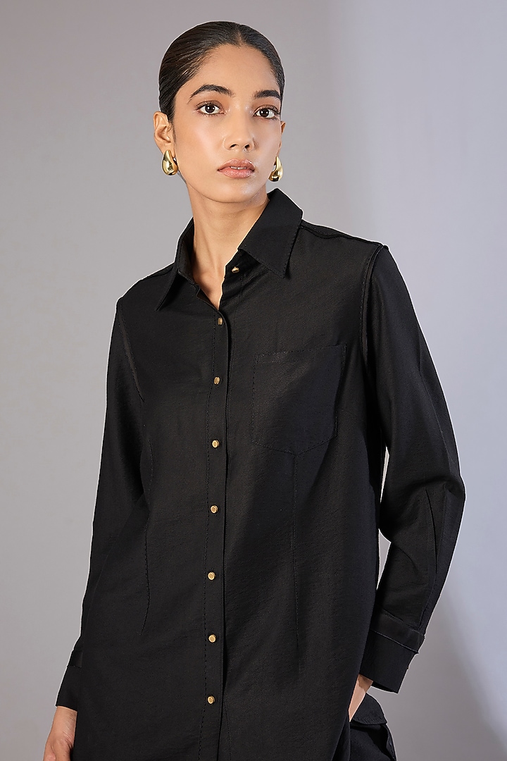 Black Twill Modal Co-Ord Set by Divyam Mehta at Pernia's Pop Up Shop