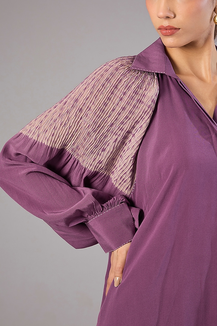 Amethyst Silk Crepe Shibori Printed Top by Divyam Mehta at Pernia's Pop Up Shop