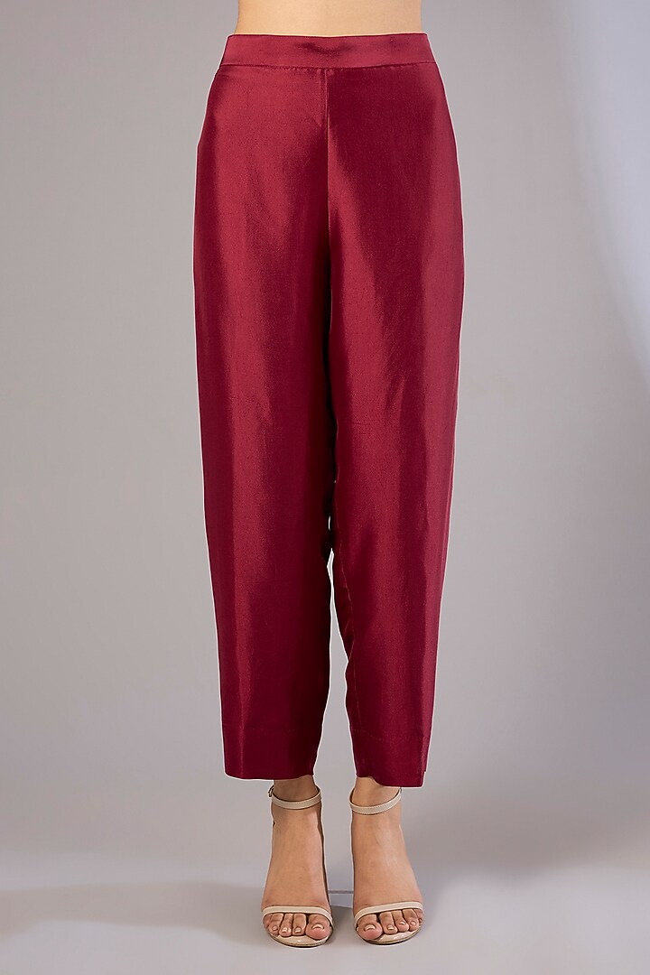 Red Silk Satin Shibori Printed Tunic Set by Divyam Mehta at Pernia's Pop Up Shop