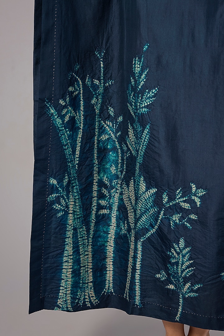 Blue Dupion Silk Shibori Printed Kaftan by Divyam Mehta at Pernia's Pop Up Shop