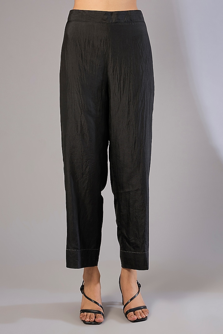 Black Mulberry Silk Shibori Printed Kurta Set by Divyam Mehta at Pernia's Pop Up Shop