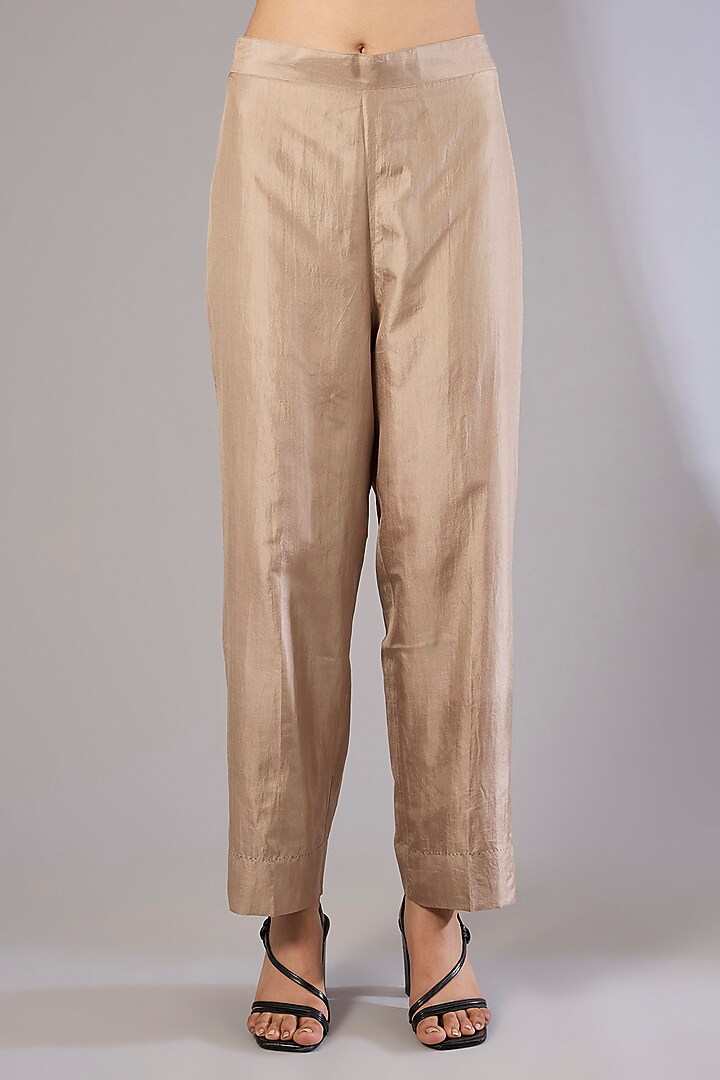 Beige Mulberry Silk Shibori Printed Kurta Set by Divyam Mehta at Pernia's Pop Up Shop