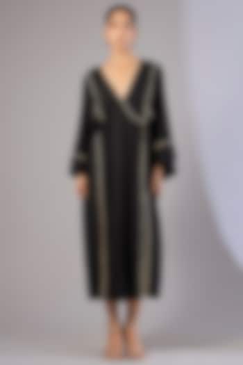 Black Twill Modal Vacation Dress by Divyam Mehta at Pernia's Pop Up Shop