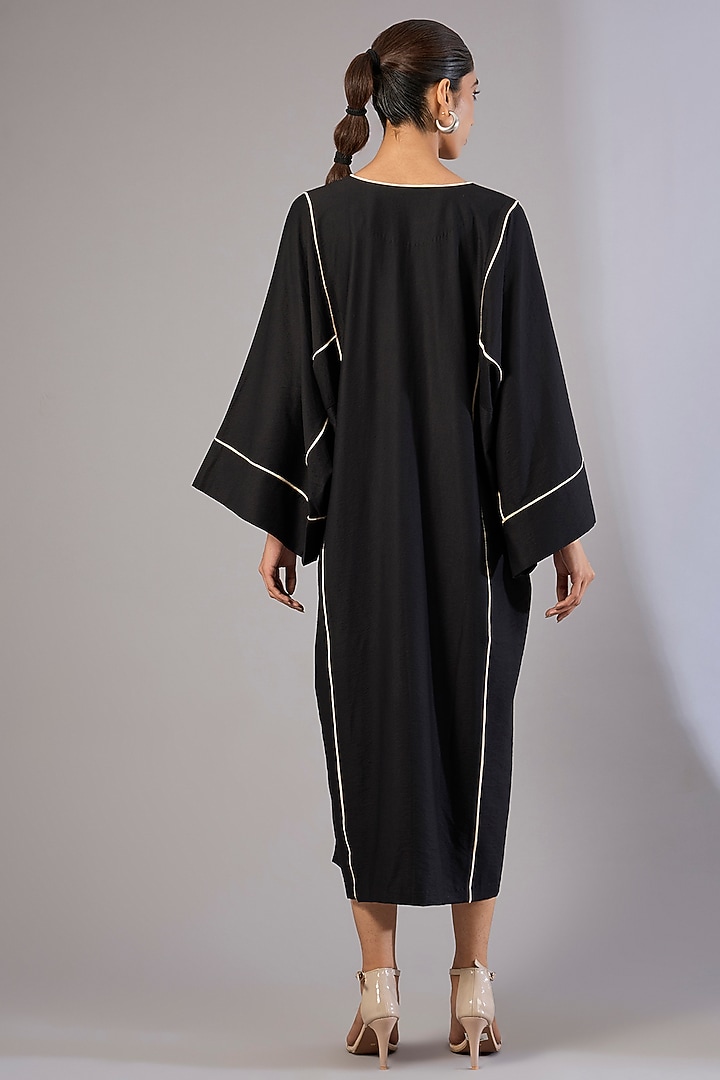 Black Twill Modal Vacation Dress by Divyam Mehta at Pernia's Pop Up Shop