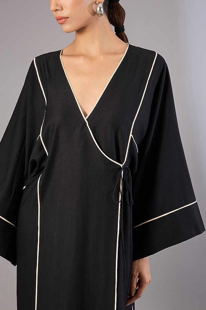 Black Twill Modal Vacation Dress by Divyam Mehta at Pernia's Pop Up Shop