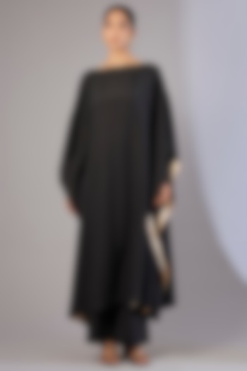 Black Tencel Luxe Tunic Set by Divyam Mehta at Pernia's Pop Up Shop