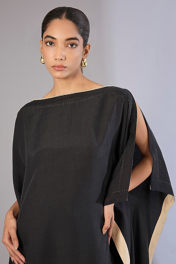 Black Tencel Luxe Tunic Set by Divyam Mehta at Pernia's Pop Up Shop