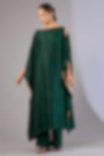 Green Tencel Luxe Tunic Set by Divyam Mehta at Pernia's Pop Up Shop
