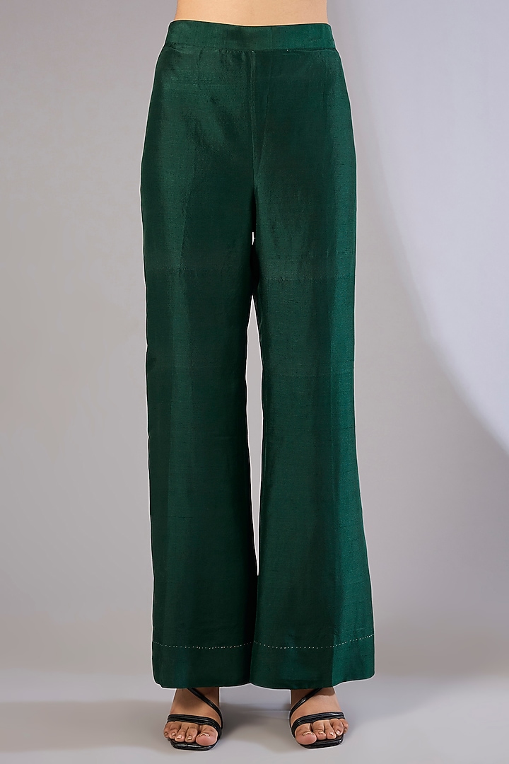 Green Tencel Luxe Tunic Set by Divyam Mehta at Pernia's Pop Up Shop