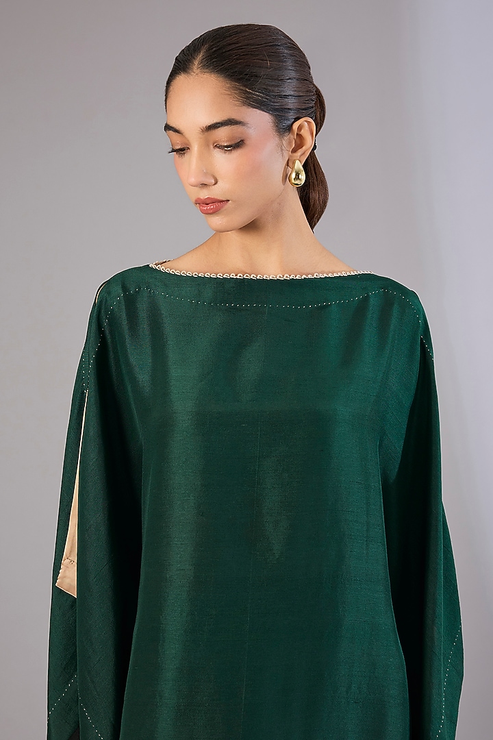 Green Tencel Luxe Tunic Set by Divyam Mehta at Pernia's Pop Up Shop