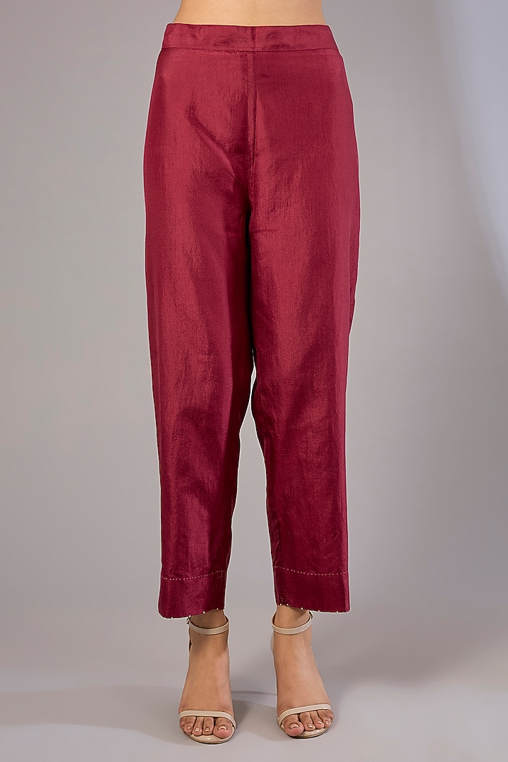Red Mulberry Silk Shibori Printed Kurta Set by Divyam Mehta at Pernia's Pop Up Shop