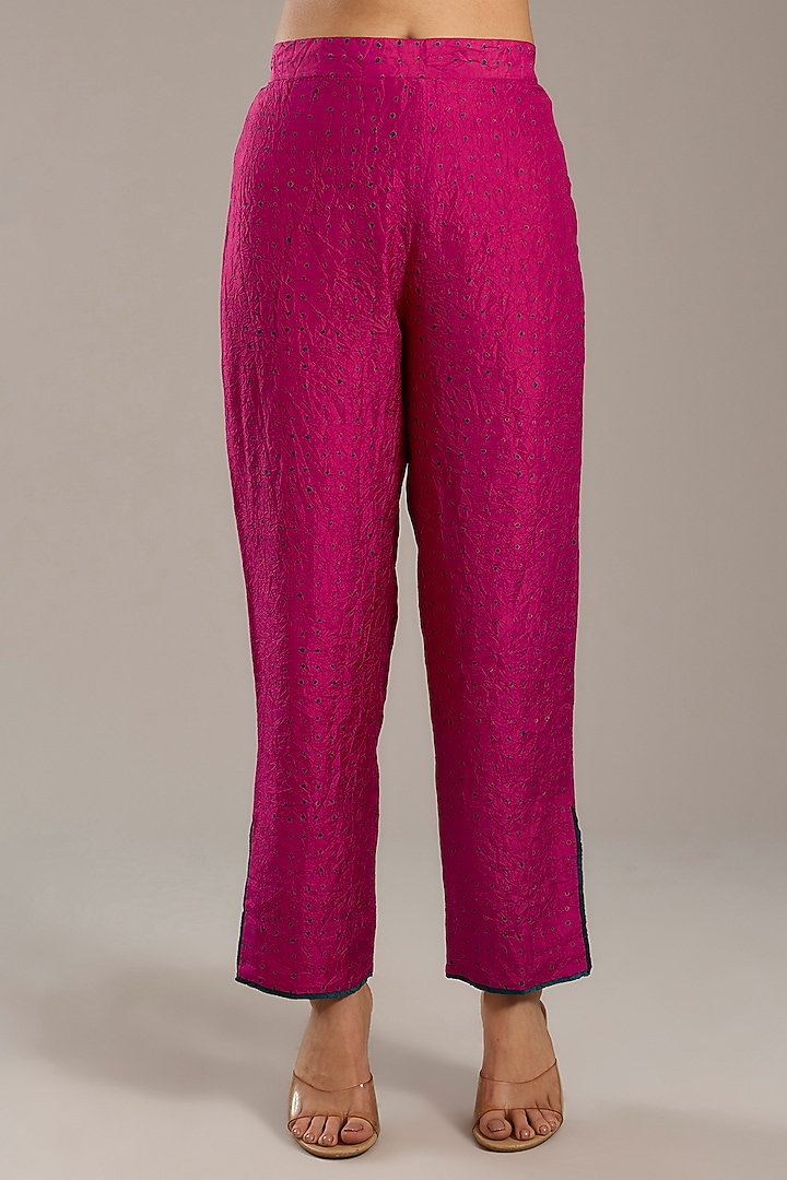 Fuchsia Pink Mulberry Silk Screen Printed Kurta Set by Divyam Mehta at Pernia's Pop Up Shop