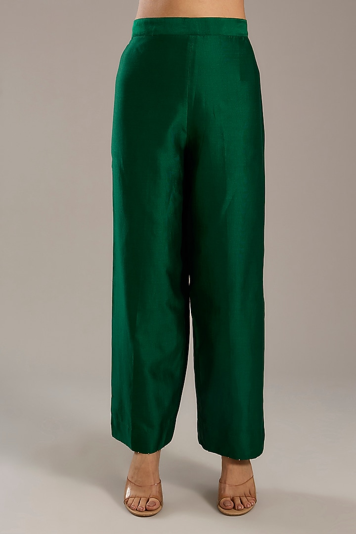 Forest Green Dupion Kurta Set by Divyam Mehta at Pernia's Pop Up Shop