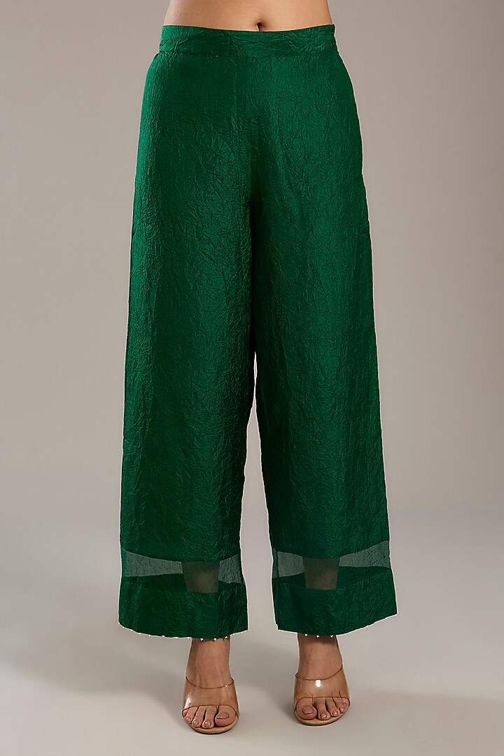 Forest Green Mulberry Silk Kurta Set by Divyam Mehta at Pernia's Pop Up Shop