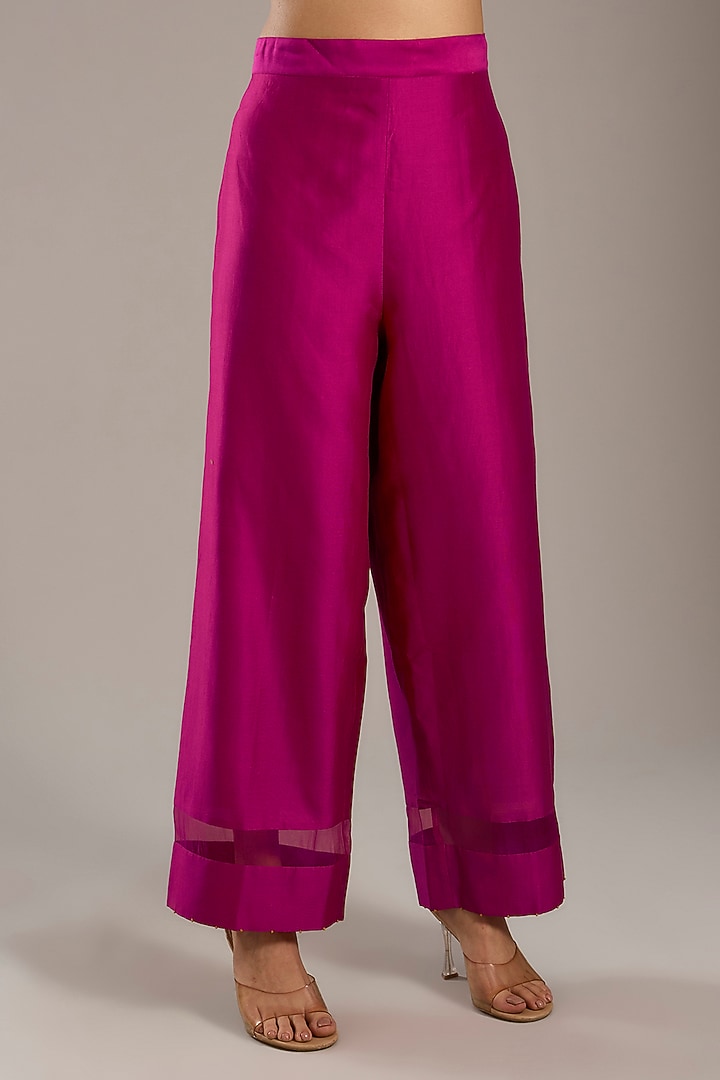 Fuchsia Pink Dupion Kurta Set by Divyam Mehta at Pernia's Pop Up Shop