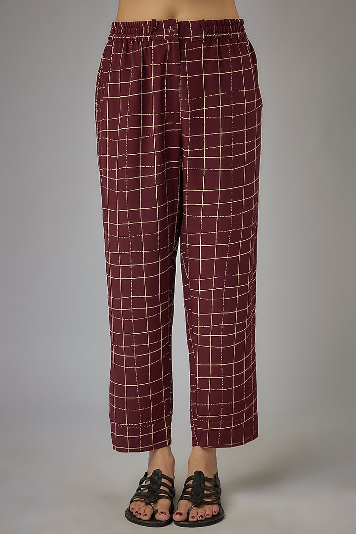 Claret Silk Crepe Co-Ord Set by Divyam Mehta at Pernia's Pop Up Shop