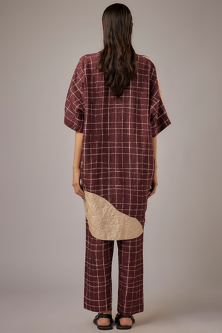 Claret Mulberry Silk Co-Ord Set by Divyam Mehta at Pernia's Pop Up Shop