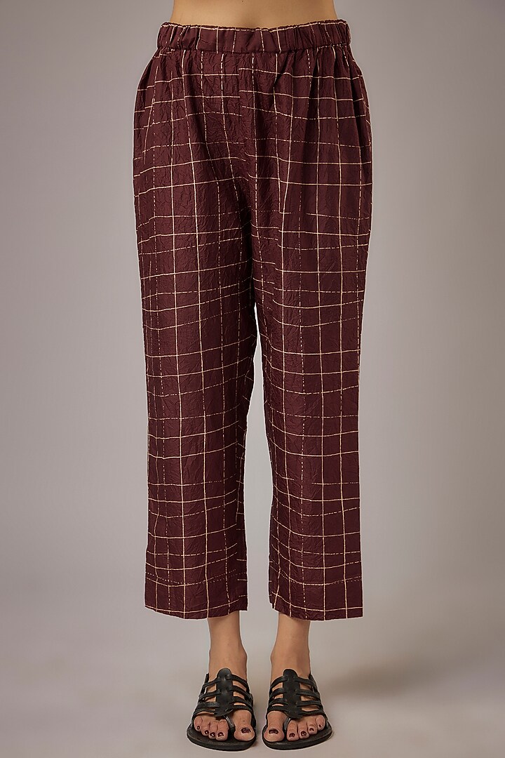 Claret Mulberry Silk Co-Ord Set by Divyam Mehta at Pernia's Pop Up Shop