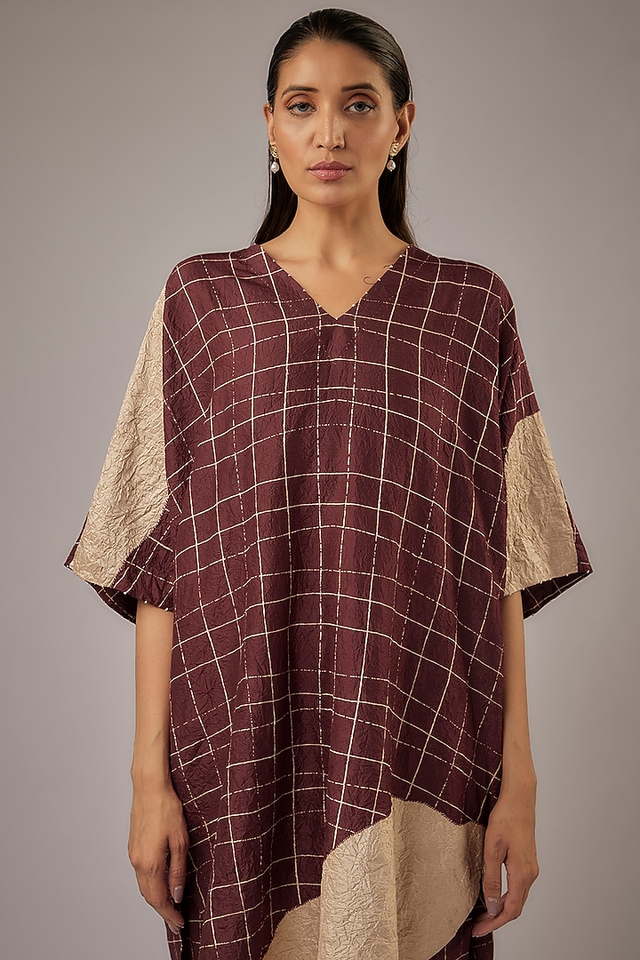 Claret Mulberry Silk Co-Ord Set by Divyam Mehta at Pernia's Pop Up Shop