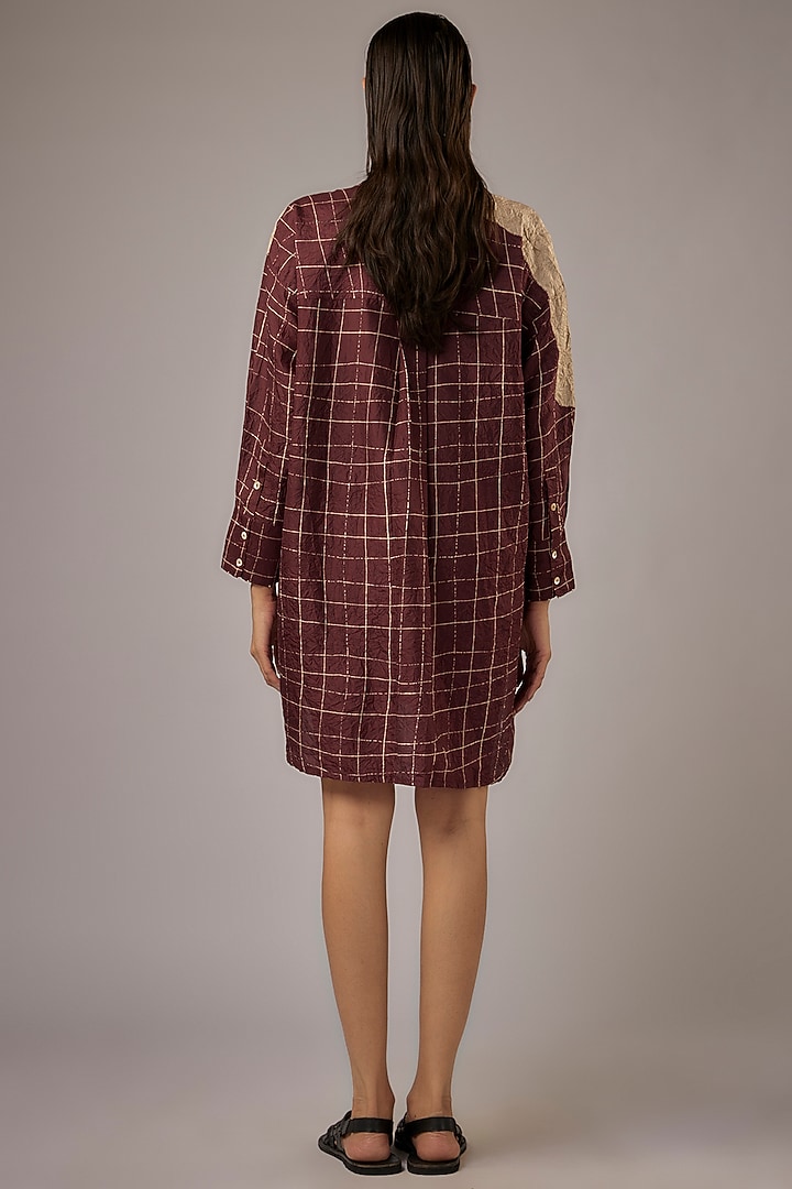 Claret Mulberry Silk Shirt by Divyam Mehta at Pernia's Pop Up Shop