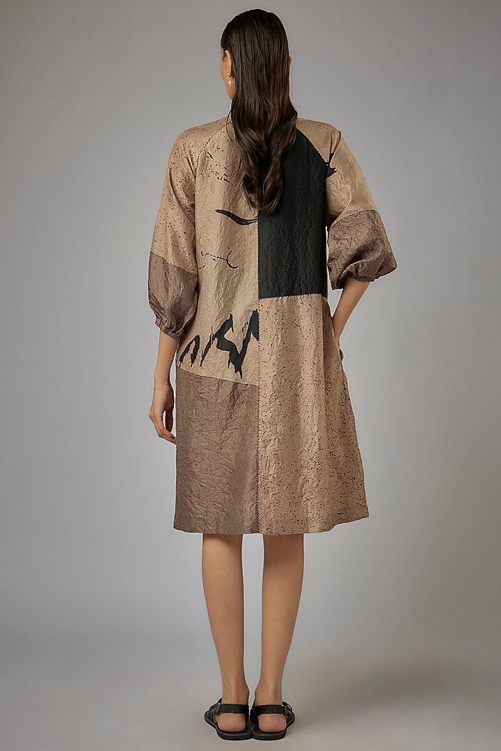 Toosh Mulberry Silk Block Printed Knee-Length Cocktail Dress by Divyam Mehta at Pernia's Pop Up Shop