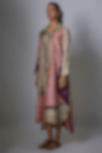 Pink & Sand Mulberry Silk Printed Tunic by Divyam Mehta