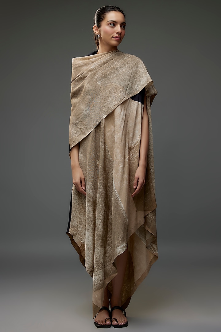 Toosh Silk Crepe Draped Dress by Divyam Mehta