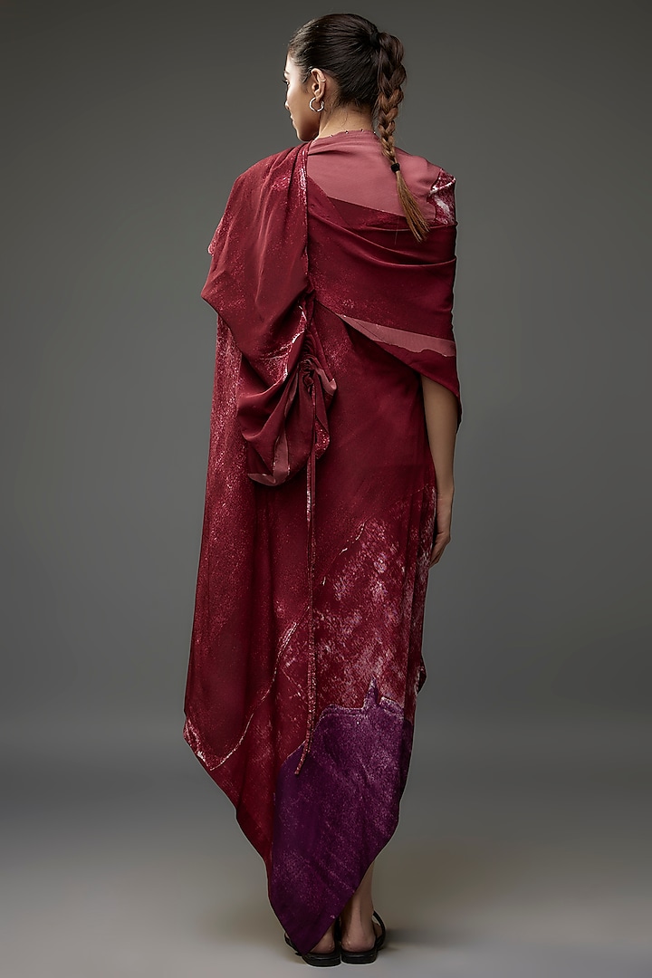 Espresso Silk Crepe Draped Cocktail Dress by Divyam Mehta at Pernia's Pop Up Shop