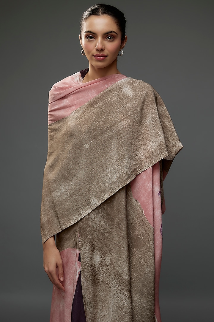 Pink & Sand Silk Crepe Draped Cocktail Dress by Divyam Mehta at Pernia's Pop Up Shop