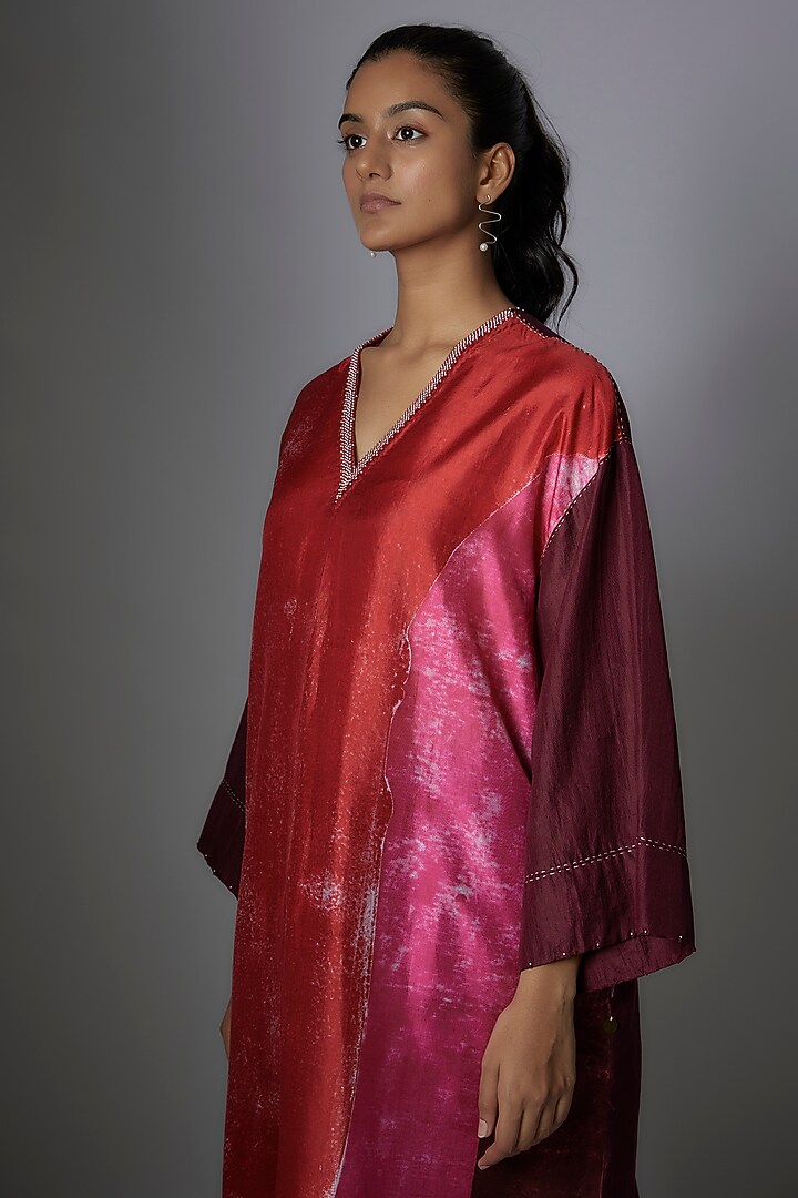 Multi-Colored Mulberry Silk Printed Kurta Set by Divyam Mehta at Pernia's Pop Up Shop