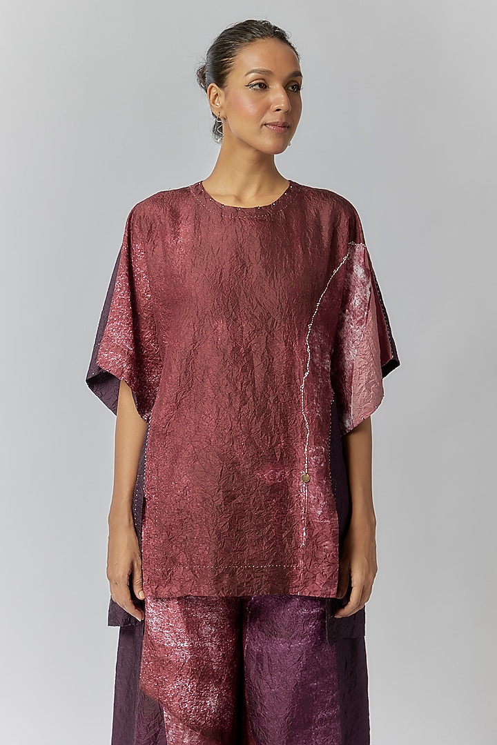 Espresso Brown Mulberry Silk Printed Co-Ord Set by Divyam Mehta at Pernia's Pop Up Shop