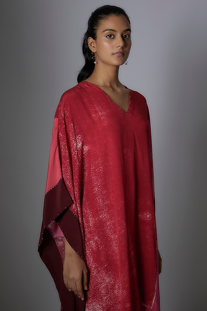 Multi-Colored Crepe De Chine Printed Kaftan by Divyam Mehta at Pernia's Pop Up Shop