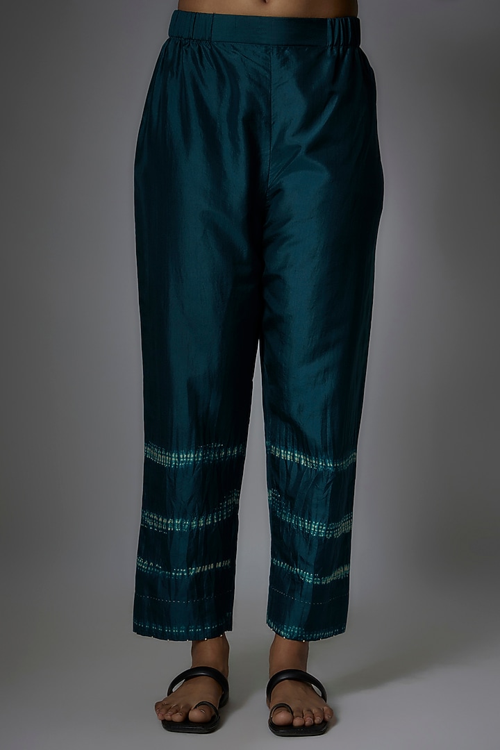 Blue Mulberry Silk Shibori Co-Ord Set by Divyam Mehta at Pernia's Pop Up Shop