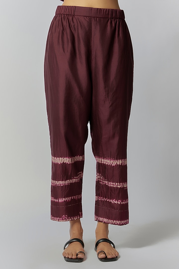 Claret Mulberry Silk Shibori Co-Ord Set by Divyam Mehta at Pernia's Pop Up Shop