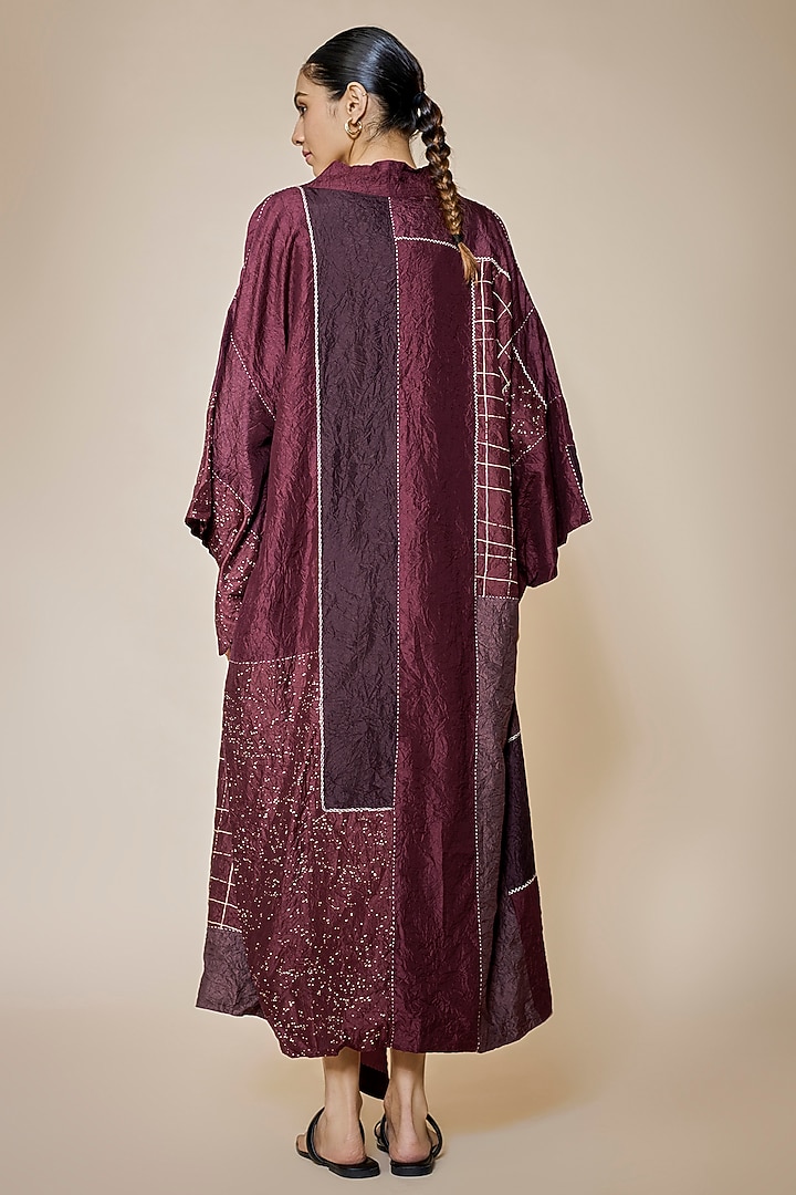 Claret Mulberry Silk Jacket Cocktail Dress by Divyam Mehta at Pernia's Pop Up Shop