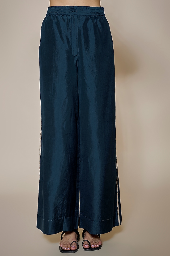 Blue Mulberry Silk Printed Co-Ord Set by Divyam Mehta at Pernia's Pop Up Shop