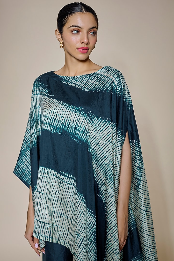 Blue Mulberry Silk Printed Co-Ord Set by Divyam Mehta at Pernia's Pop Up Shop