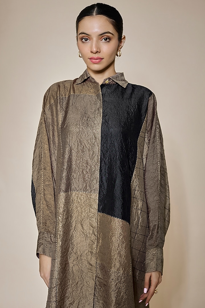 Brown Mulberry Silk Mini Vacation Dress by Divyam Mehta at Pernia's Pop Up Shop