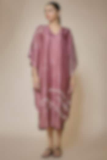 Pink Mulberry Silk Embroidered Kaftan by Divyam Mehta at Pernia's Pop Up Shop