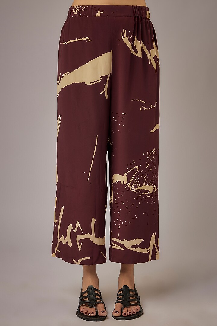 Claret Silk Crepe Printed Co-ord Set by Divyam Mehta at Pernia's Pop Up Shop