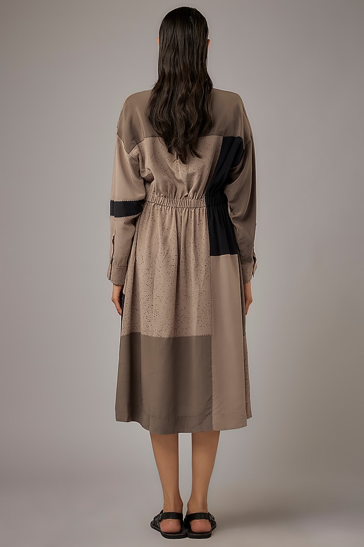 Toosh Silk Crepe Block Printed Midi Vacation Dress by Divyam Mehta at Pernia's Pop Up Shop