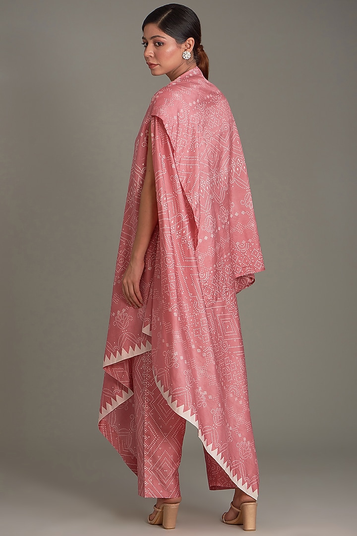 Coral Mulberry Silk Printed Tunic Set by Divyam Mehta at Pernia's Pop Up Shop