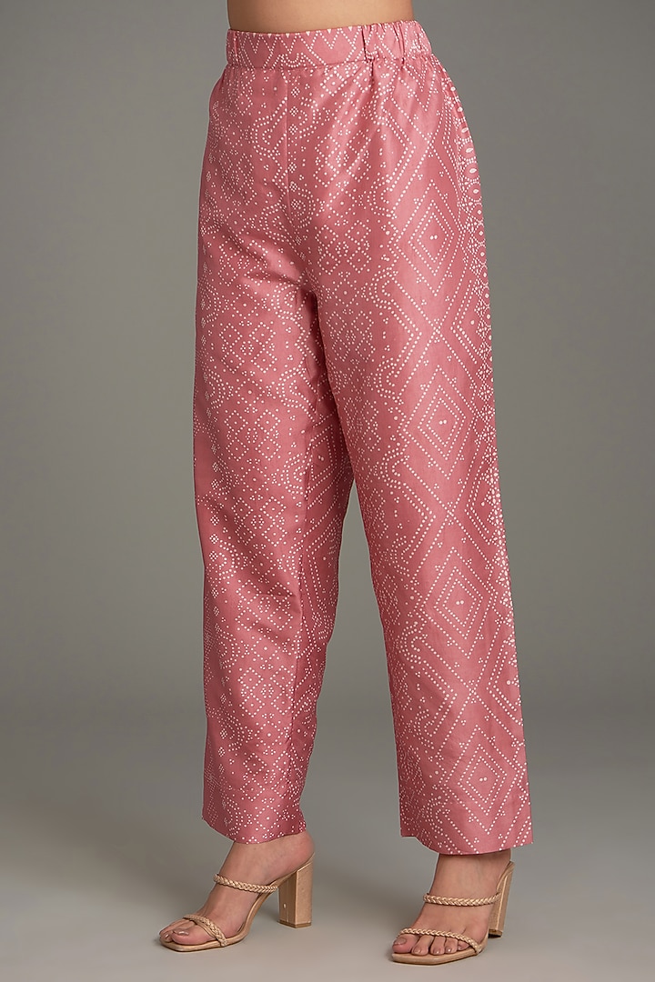 Coral Mulberry Silk Printed Tunic Set by Divyam Mehta at Pernia's Pop Up Shop