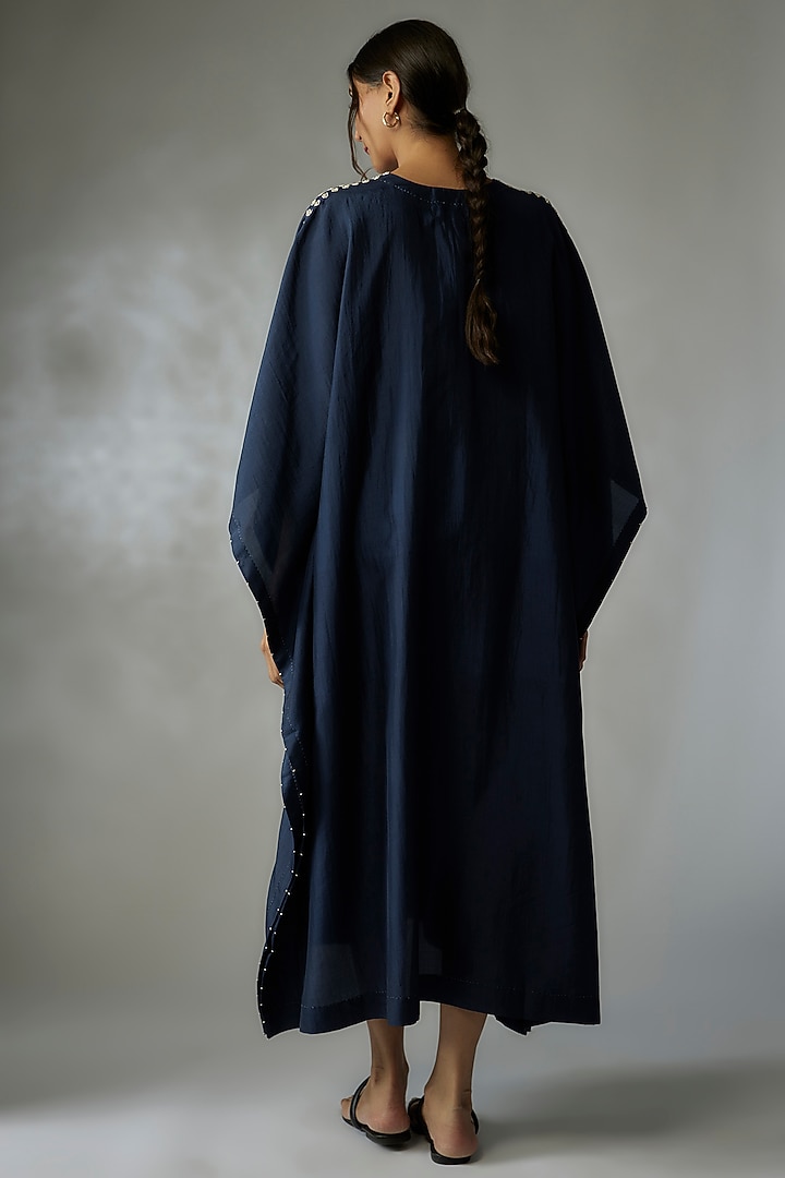 Blue Mulberry Silk Kaftan by Divyam Mehta at Pernia's Pop Up Shop