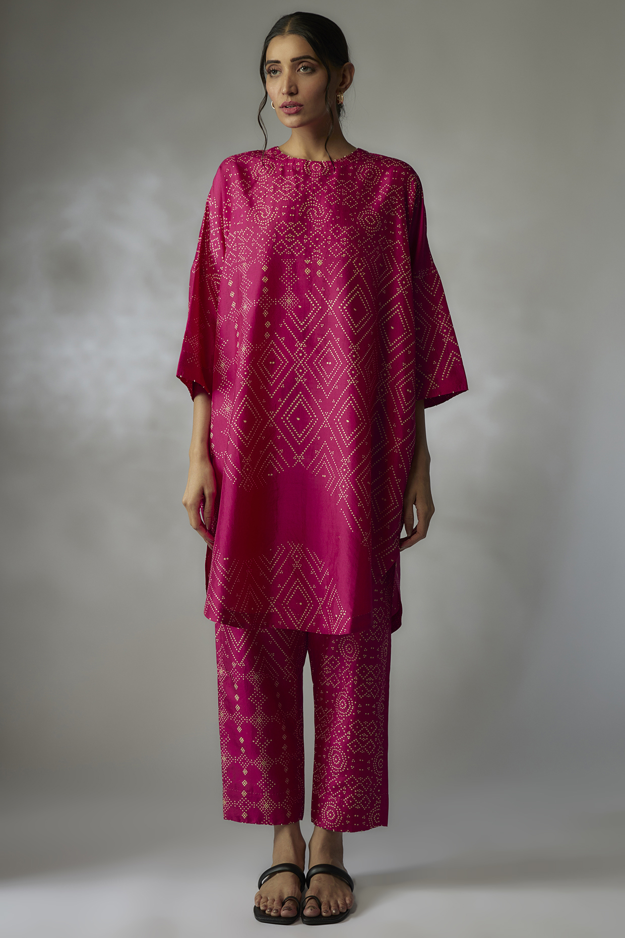 Fuchsia Mulberry Silk Printed Co-Ord Set by Divyam Mehta at Pernia's Pop Up Shop