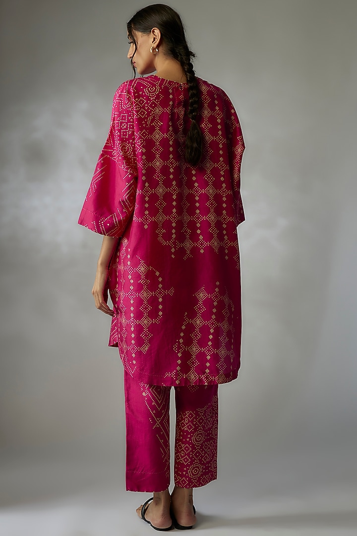 Fuchsia Mulberry Silk Printed Co-Ord Set by Divyam Mehta at Pernia's Pop Up Shop