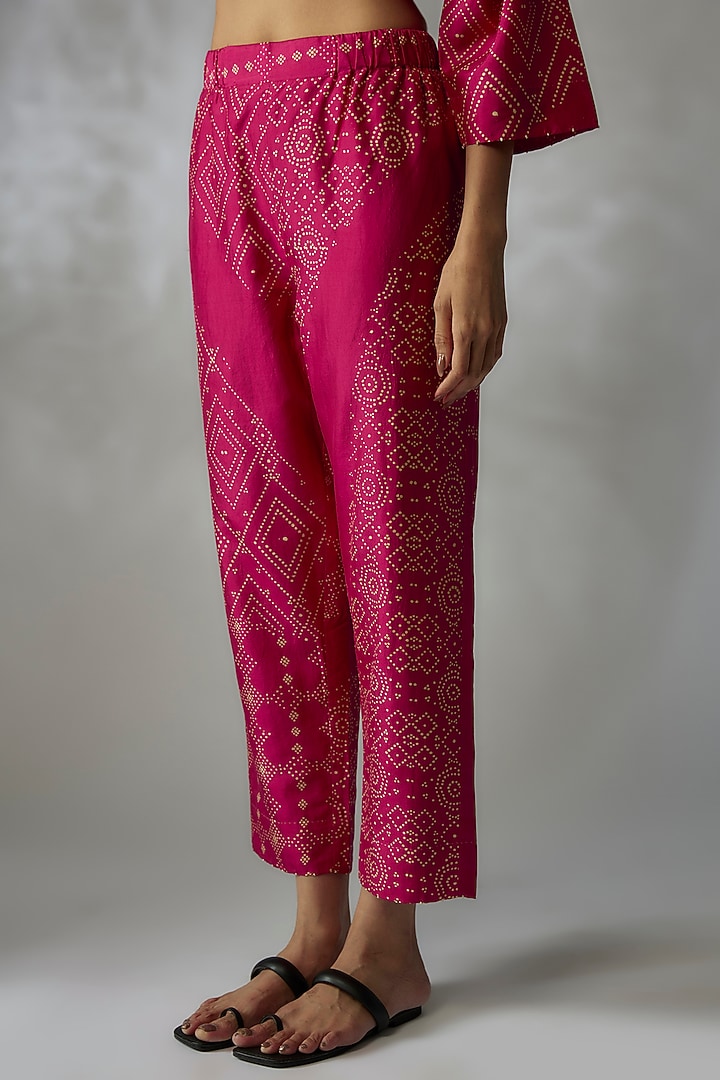 Fuchsia Mulberry Silk Printed Co-Ord Set by Divyam Mehta at Pernia's Pop Up Shop