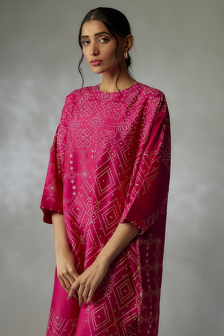 Fuchsia Mulberry Silk Printed Co-Ord Set by Divyam Mehta at Pernia's Pop Up Shop
