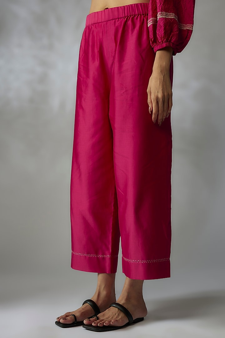 Fuchsia Mulberry Silk Kurta Set by Divyam Mehta at Pernia's Pop Up Shop