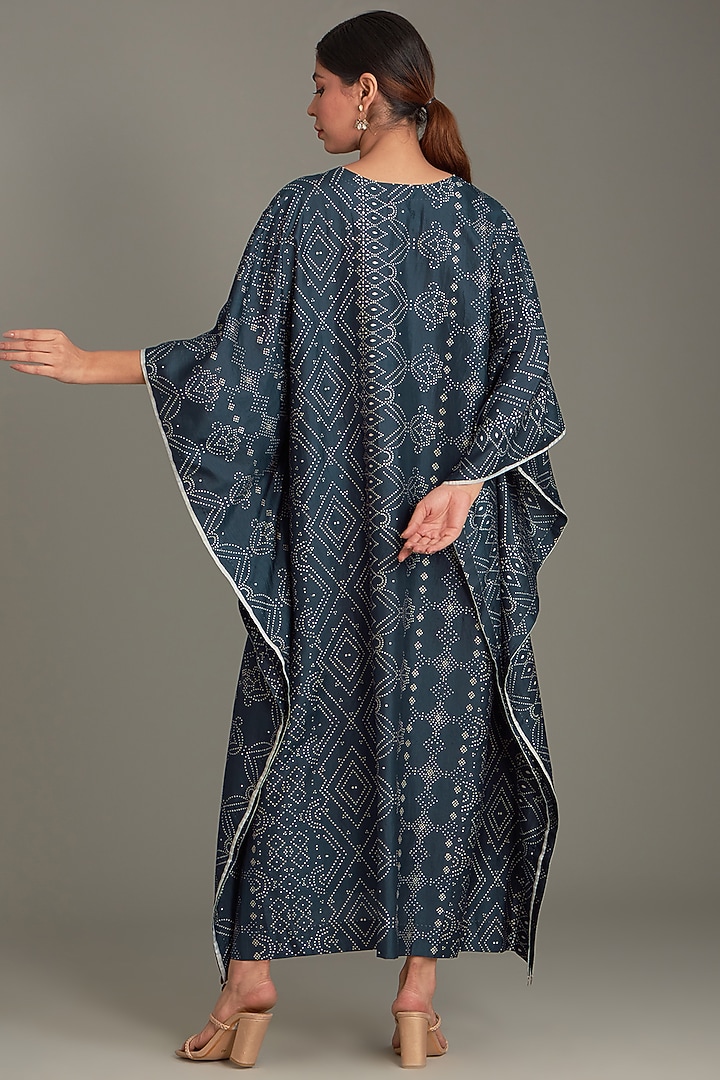 Blue Mulberry Silk Printed Kaftan by Divyam Mehta at Pernia's Pop Up Shop